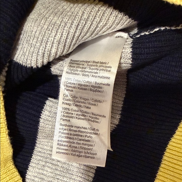 Lacoste Kids Striped Navy Blue, Gray and Yellow Sweater, size 8 - Picture 4 of 5